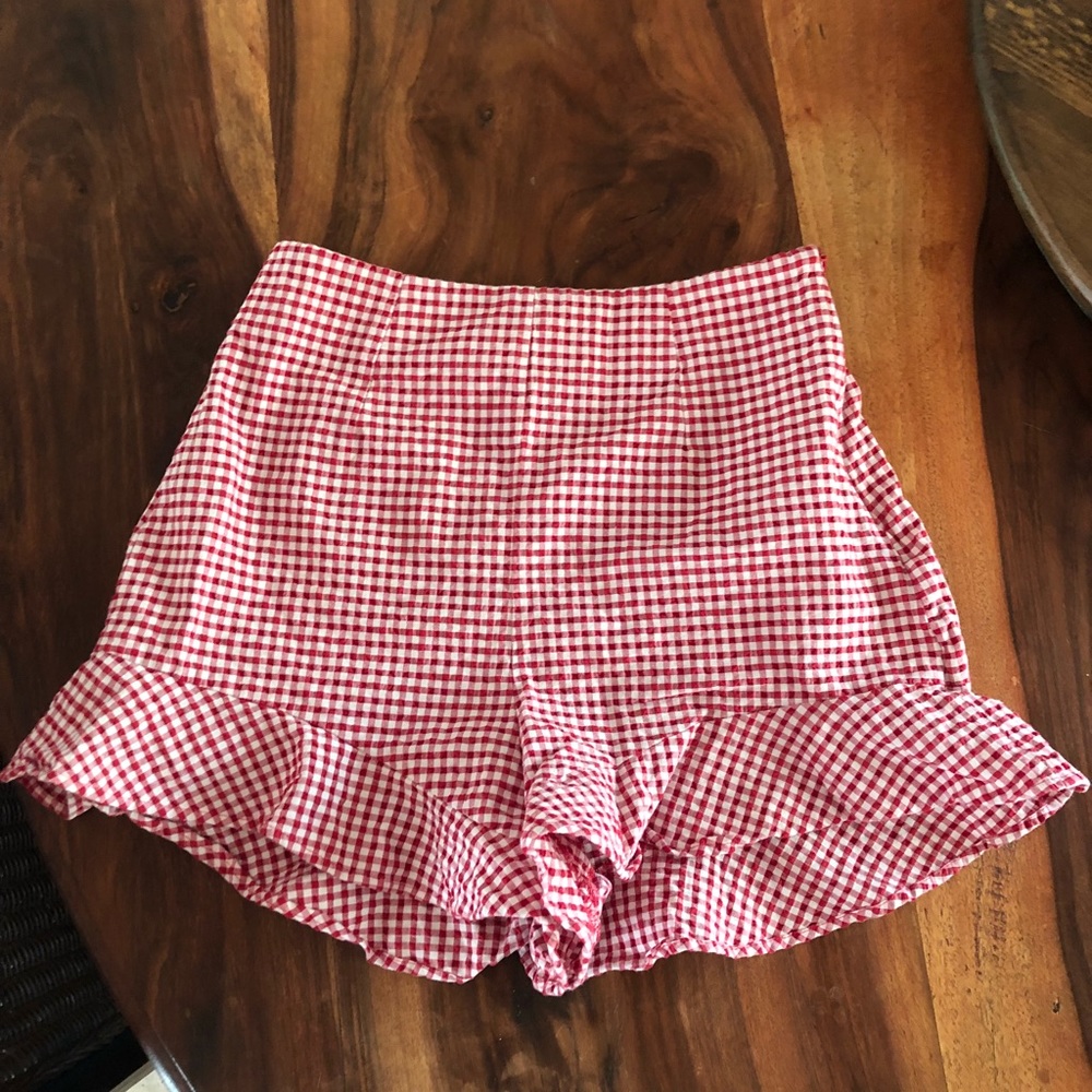 Zara red/white ruffle shorts WORN ONCE
